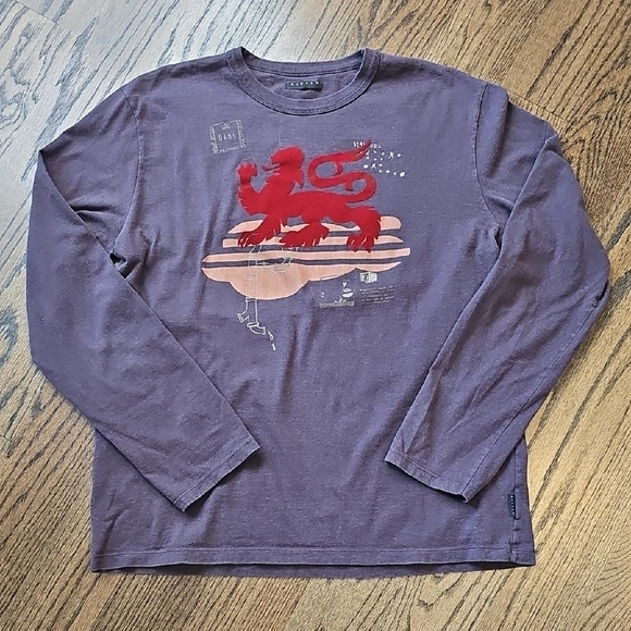 Sisley Other - Sisley Grayish/Purple Long Sleeve Tee with Red Graphic
